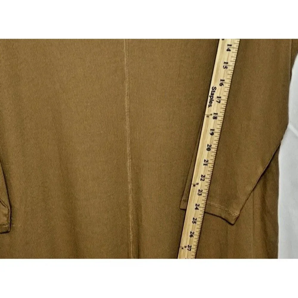 Old Navy Ribbed Knit Midi 3X Dress V Neck Long Sleeve Front Button w/Side Slits - Picture 6 of 11